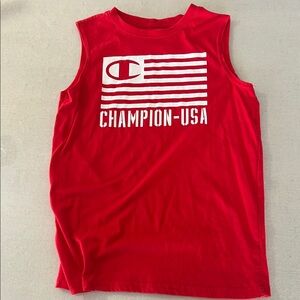Champion Red Kids' Sleeveless Graphic Tank with White Flag Logo